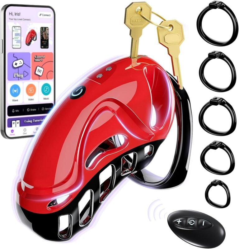 Premium Male Chastity Cage with App Control, Remote and Adjustable Rings