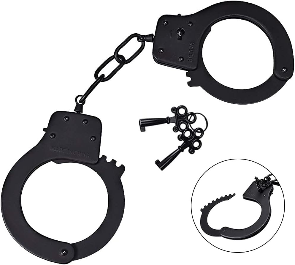 Premium Black Metal Handcuffs with Safety Keys