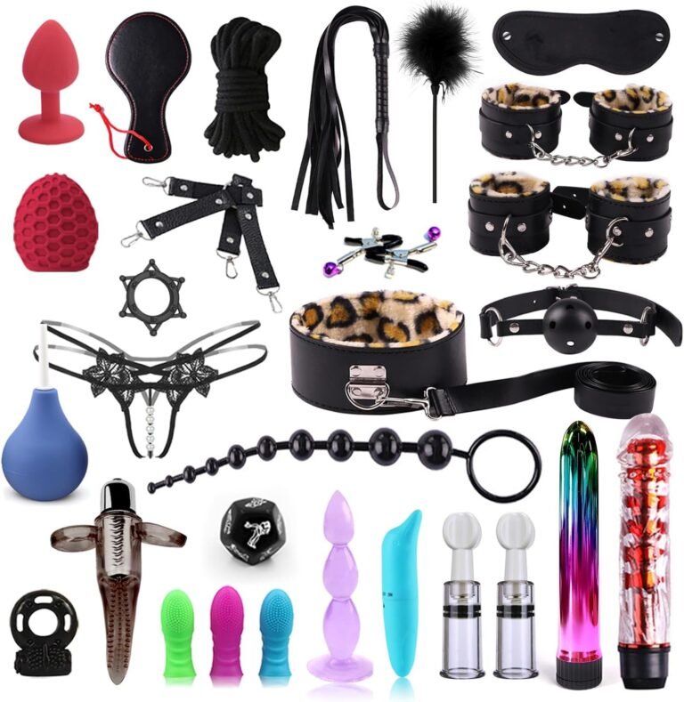 Premium 30 Piece Bondage Kit with Restraints, Blindfold, Paddle and Accessories